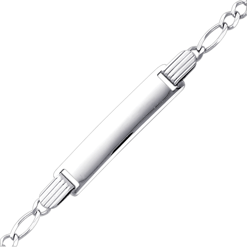3.0mm Figaro 14K White Gold Baby ID Bracelet