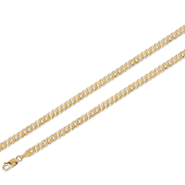 5mm 14K Yellow Gold Solid Men's Pave Concave Curb Cuban Link Chain Necklace 20-24in