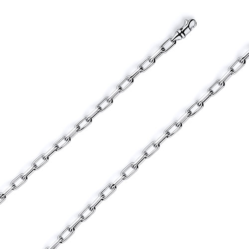 4mm 14K White Gold Solid Hollow Paper Clip Link Chain Necklace 16-30in