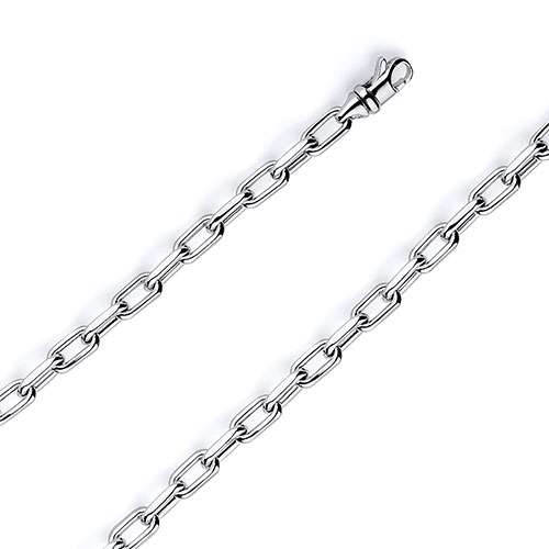 5mm 14K White Solid Gold Hollow Paper Clip Link Chain Necklace 16-30in