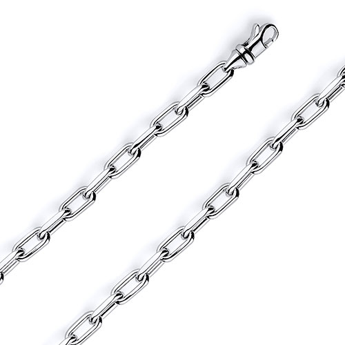 6mm 14K White Gold Solid Hollow Paper Clip Link Chain Necklace 16-30in