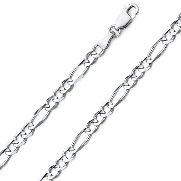 5mm Sterling Silver Solid Figaro Link Chain Necklace 16-30in