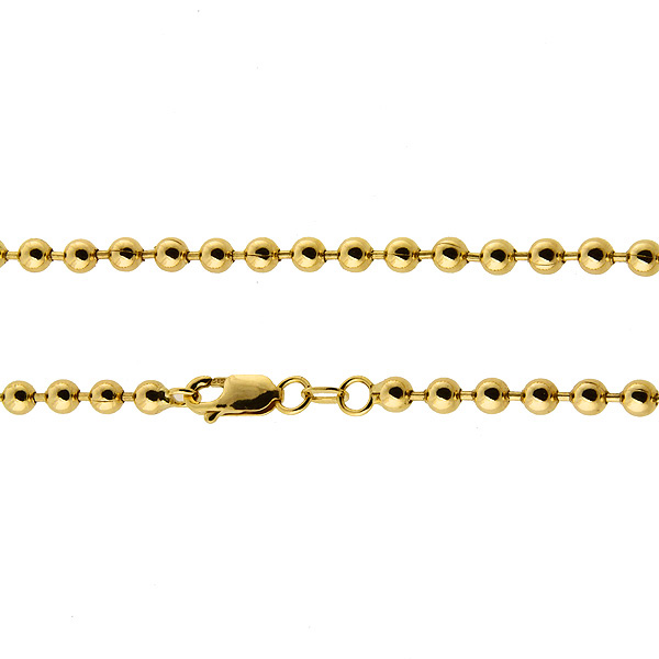 4mm Solid 14K Yellow Gold Ball Link Chain Necklace 16-30in