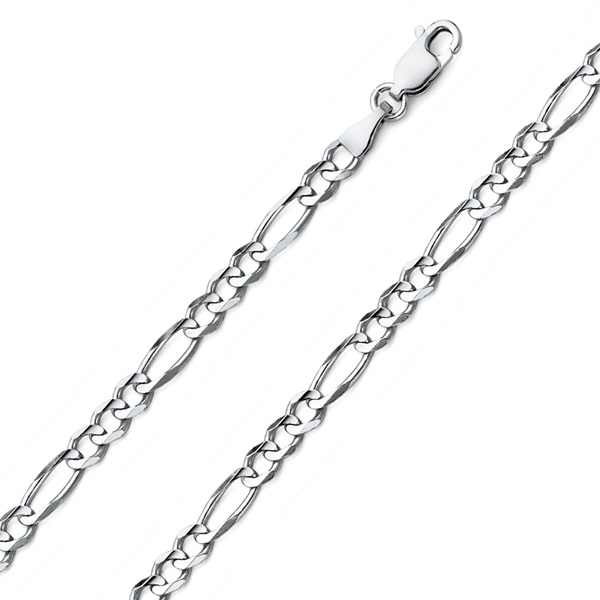 4mm Sterling Silver Solid Figaro Link Chain Necklace 16-30in