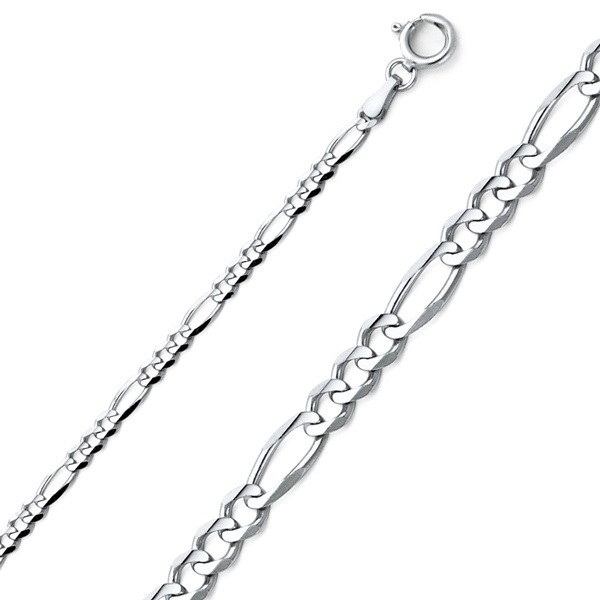 3mm Sterling Silver Solid Figaro Link Chain Necklace 16-30in