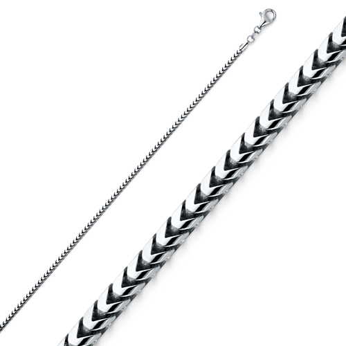 1mm 18K White Gold Solid Franco Chain Necklace 16-30in
