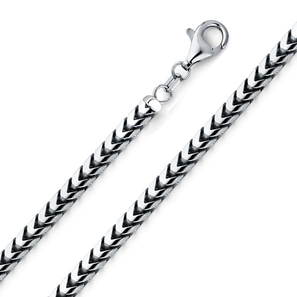 4.25mm 18K White Gold Solid Men's Square Franco Chain Necklace 20-30in