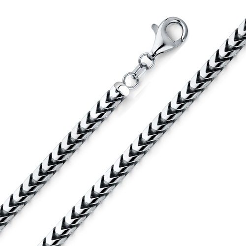 5mm 14K White Gold Solid Men's Square Franco Chain Necklace 20-30in