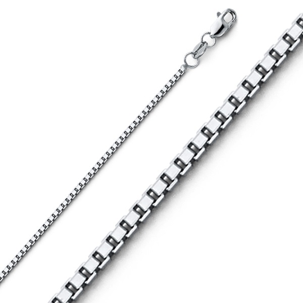 1.1mm Solid 18K White Gold Box Chain Necklace 16-18in