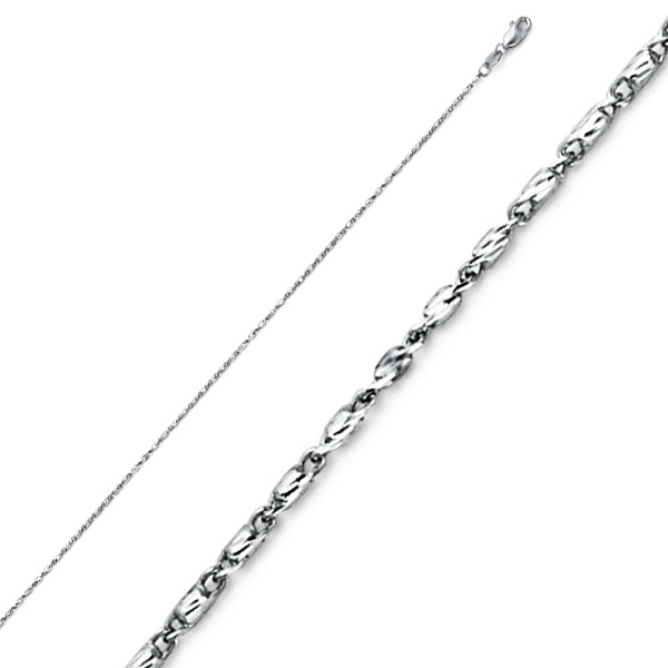1mm Solid 14K White Gold Diamond-Cut Round Snail Chain Necklace 16-22in