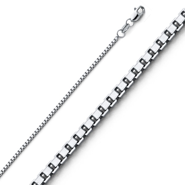 1mm 14K White Gold Solid Box Link Chain Necklace 16-24in