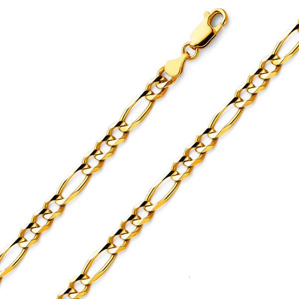 5mm 18K Yellow Gold Solid Figaro Link Chain Necklace 16-30in