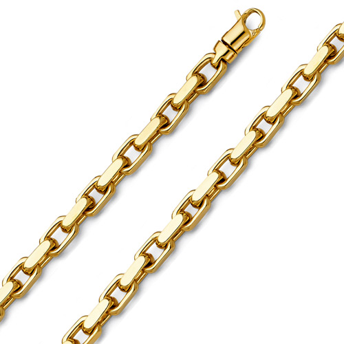 5.3mm 14K Yellow Gold Solid Men's Fancy Link Cable Chain 26in
