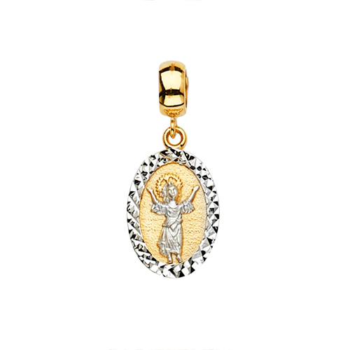 Mini Faceted Divino Niño Jesús Pedant in 14K Two-Tone Gold
