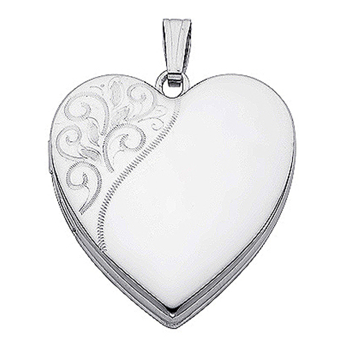 Swirling Engraved Heart Locket