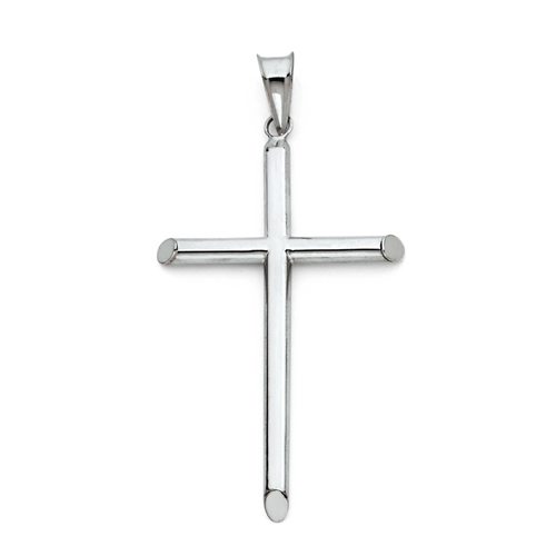 Large Rod Cross Pendant in 14K White Gold - Classic