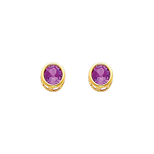 5mm Birthstone Color Round-Cut CZ Stud Earrings in 14K Yellow Gold
