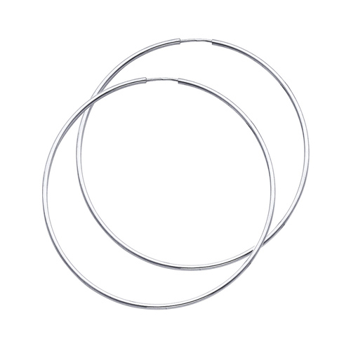 Polished Endless Extra Large Hoop Earrings - 14K White Gold 1.5mm x 2.25 inch