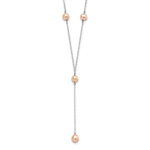 Sterling Silver Cultured Pink Pearl Y-Necklace
