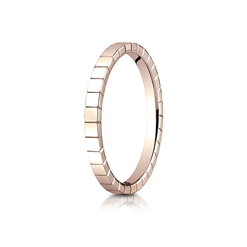 2mm Checkered Row Wedding Band by Benchmark Rings in 14K Rose Gold