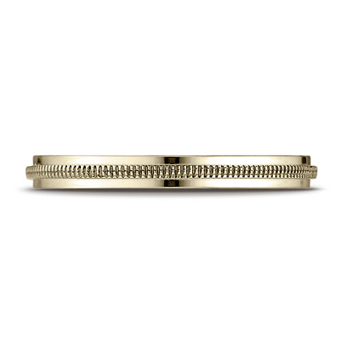 2mm Milgrain Center 14K Yellow Gold Wedding Band Ring