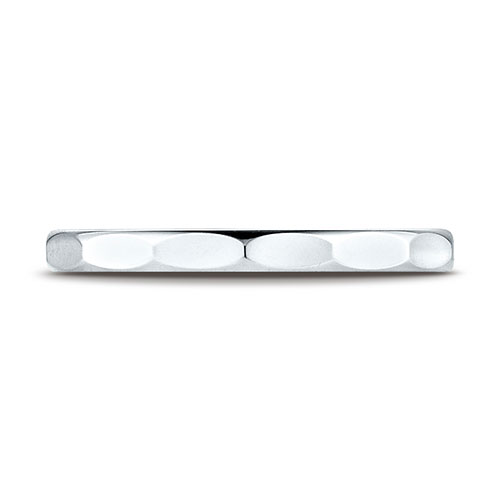 2mm Faceted Wedding Band in Solid 14K White Gold