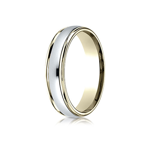 4.5mm High Polished Edge Comfort-Fit Benchmark Wedding Band in 14K Two-Tone Gold Solid
