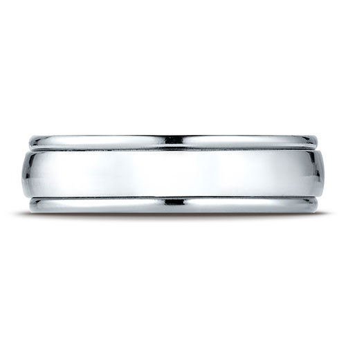6mm Concave Low Domed Comfort Wedding Band by Benchmark Rings in Solid 14K White Gold