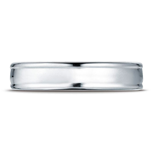 4mm Concave Low Domed Comfort-Fit Wedding Band by Benchmark Ring - Solid 14K White Gold