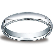 4mm Domed Comfort-Fit Milgrain Wedding Band by Benchmark Rings in Solid 14K White Gold