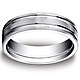 6mm Flat Dual Striped Comfort-Fit 14K White Gold Wedding Band by Benchmark Rings thumb 0