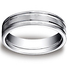 6mm Flat Dual Striped Comfort-Fit 14K White Gold Wedding Band by Benchmark Rings