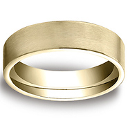 6mm Flat Brushed Comfort-Fit 14K Yellow Gold Wedding Band by Benchmark Rings