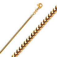 2mm 18K Yellow Gold Solid Franco Chain Necklace 18-30in