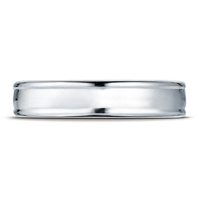 4mm Concave Low Domed Comfort-Fit Wedding Band by Benchmark Ring - Solid 14K White Gold
