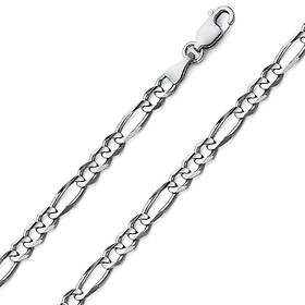 5mm 18K White Gold Solid Figaro Link Chain Necklace 16-30in