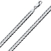 6mm 14K White Gold Solid Men's Concave Curb Cuban Link Chain Necklace 18-30in