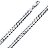 6mm 14K White Gold Solid Men's Concave Curb Cuban Link Chain Necklace 18-30in