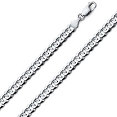 6mm 18K White Gold Solid Men's Concave Curb Cuban Link Chain Necklace 16-30in