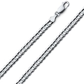 5mm 14K White Gold Solid Men's Concave Curb Cuban Link Chain Necklace 16-30in