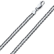 5mm 14K White Gold Solid Men's Concave Curb Cuban Link Chain Necklace 16-30in