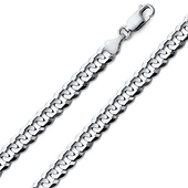 7mm 18K White Gold Men's Solid Concave Curb Cuban Link Chain Necklace 22-30in