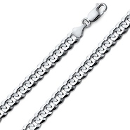 7mm 18K White Gold Men's Solid Concave Curb Cuban Link Chain Necklace 22-30in