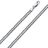 4mm 14K White Gold Men's Solid Concave Curb Cuban Link Chain Necklace 16-30in