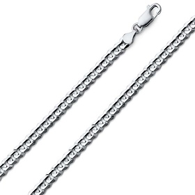 4mm 18K White Gold Men's Solid Concave Curb Cuban Link Chain Necklace 16-30in