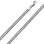 4mm 18K White Gold Men's Solid Concave Curb Cuban Link Chain Necklace 16-30in