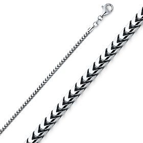1.5mm 14K White Gold Solid Franco Chain Necklace 16-30in
