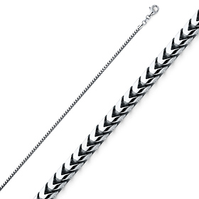 1mm 18K White Gold Solid Franco Chain Necklace 16-30in