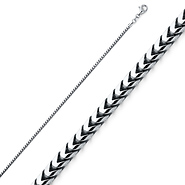 1mm 18K White Gold Solid Franco Chain Necklace 16-30in