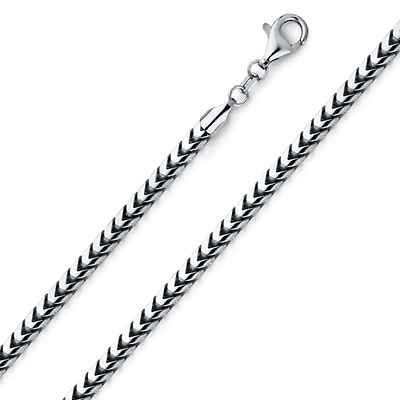 3.7mm 18K White Gold Solid Franco Chain Necklace 20-30in